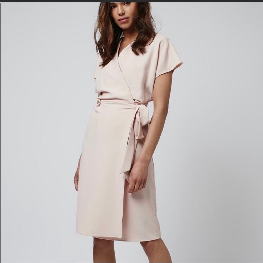 Topshop pink wrap dress